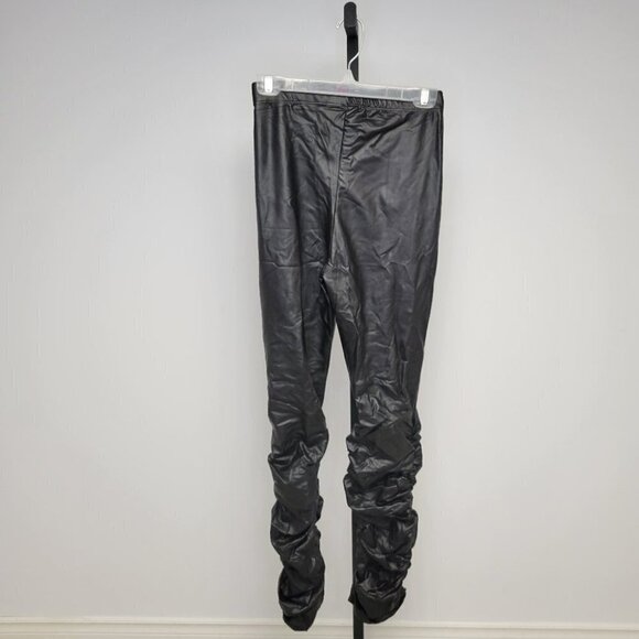 Ruched Leg  Faux Leather Pants - Picture 3 of 3